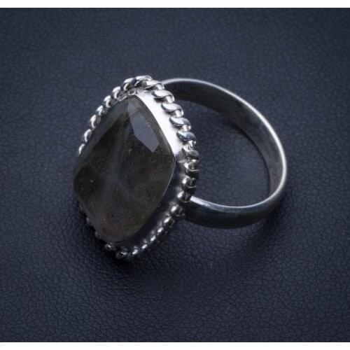 Natural Blue Fire Labradorite 925 Sterling Silver Ring, US Size 7.75 R2815