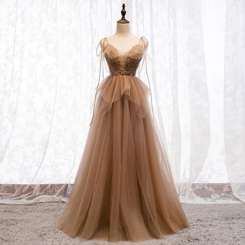 Sexy Illusion Sheer Prom Dresses Spaghetti Lace-up Back Evening Dress Layers Tulle