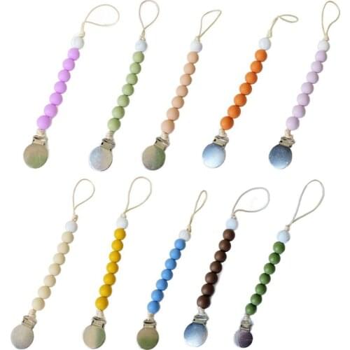 BPA Free Silicone Dummy Pacifier Clips Chain Nursing Teething Toy Gift for Baby Y4QA