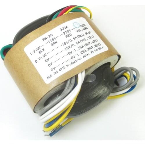 R Type Power Transformer 30W Dual 15V+dual 6V Audio Transformer Copper Wire 115V-230V