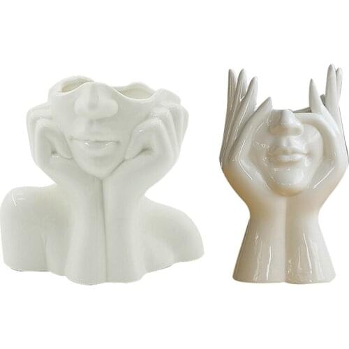 Nordic Ceramic Simulation Human Body Art Vase,for Living Room/Cabinet,Sculpture Handicraft Home Decor