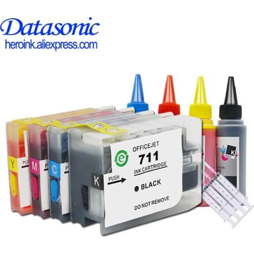 Datasonic Compatible Cartridge Replacement For HP 711 XL Refillable Inkjet Cartridge with Chip Deskjet T520 T120 Printer hp711