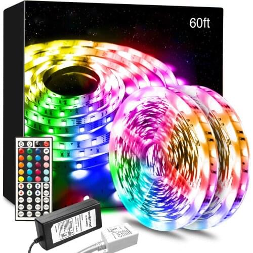 Led Lights Color Changing Led Strip Lights with Remote Controller 60ft, 2 Rolls of 30ft Led Lights for Bedroom, Home Decoration
