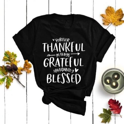 Forever thankful always grateful absolute blessed T-Shirt Arrow Blessed Christian Tee aesthetic Cotton Thanksgiving Shirt Tops