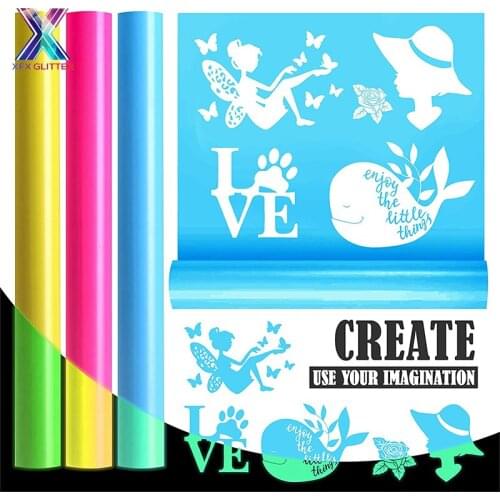 XFX HTV 1 Sheet 10X12in/25x30.5cm Heat Transfer Vinyl Glow In Dark T-shirt Iron on HTV Printing Cutting Plotter Sticker Clothes