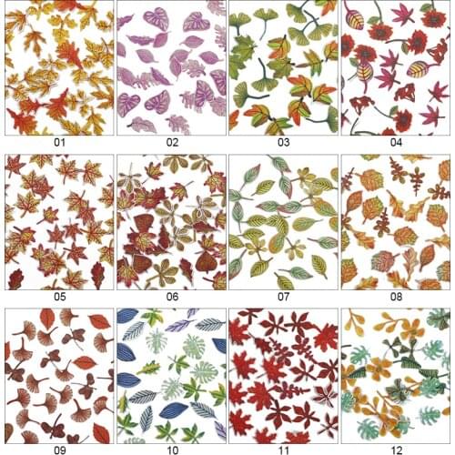 1 Box Nail Art Decoration Ultra-thin Pulp Nail Decal 50Pcs Nail accessories ultra-thin daisy flower leaf mixed wood pulp chip,g