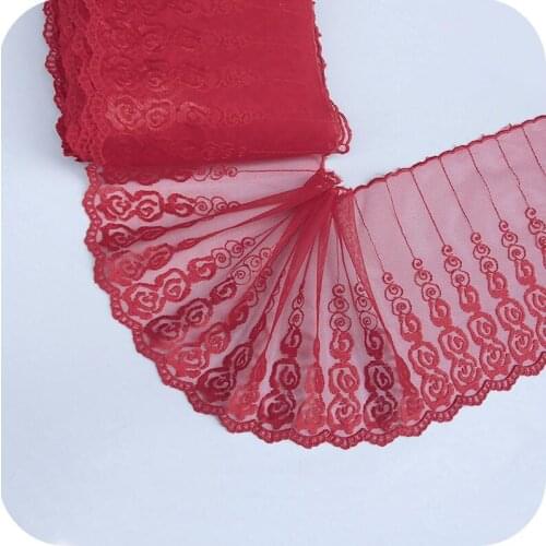 1 Meter Hot Red Lace Mesh Fabric Venise Lace Trim Embroidery Embellishment Sewing Crafts Doll Material Free Shipping 18cm