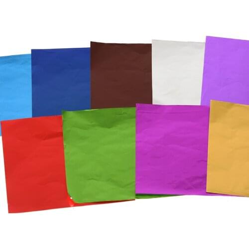 100Pcs Chocolate Package Paper Food Aluminum Foil Diy Candy Tea Baking Wrapping Tin Paper 3.93"*3.93"