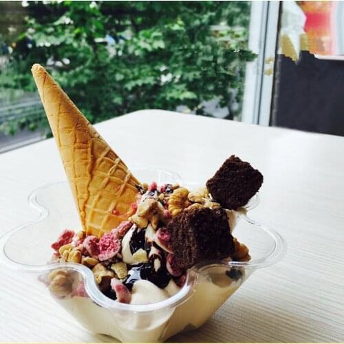 50pcs Disposable ice cream cup 250ml transparent creative party dessert cups diy baking decoration pudding cake bowl with spoon