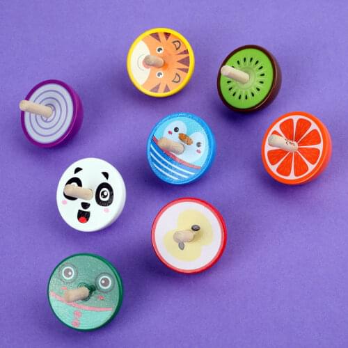 Mini Wooden Spinning Top 8PCS Toys for Childrens Wood Natural Gyro Kindergarten Supplies Parent-Child Plays Kids' Floor Games