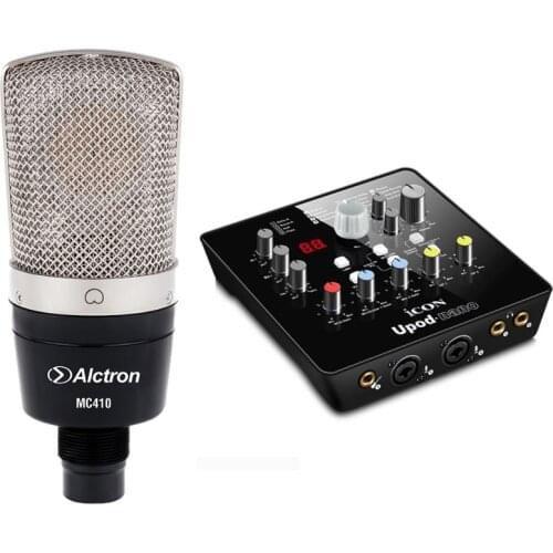 Alctron MC410 and ICON Upod nano professional condenser recording microphone sound card set for studio and live broadcasting