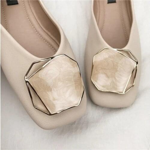Ladies Retro Party Ballet Shoes Luxury Designer Flats Women Casual Soft Comfort Leather Slip On Nursing Loafers Champagne Shell