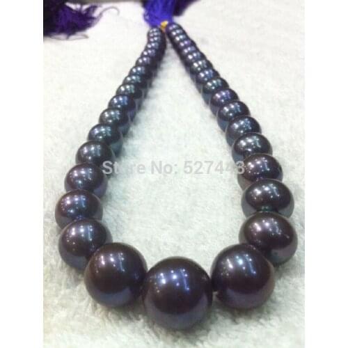 Free shipping Wholesale BEAUTIFUL 18" AAA 12-13MM SOUTH SEA BLACK PEARL NECKLACE ()