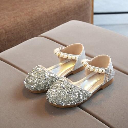 Bobora Summer Childrens Sandals Girls Sequins Diamonds Rhinestone Shoes Kids Pearl Crystal Single Princess Sandals