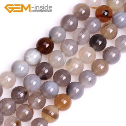 6mm 8mm 12mm Natural Stone Botswana Agates Round Shape Loose For Jewelry Making DIY Beads Strand 15 Inches Strand Wholesale
