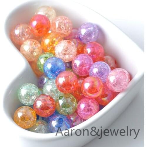 2018 New Arrivals 50pcs 12mm Mixed Transparent Crackle Round Beads Acrylic Spacer Ball Beads For Jewelry Making YKL0350