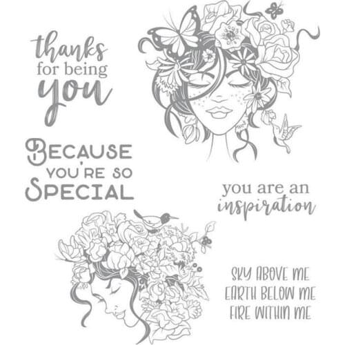 Girl flowers Clear Stamp for DIY Scrapbooking/Card Making/Kids Fun Decoration Supplies A1804