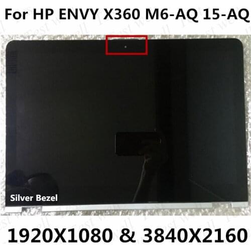 For HP ENVY x360 15-AQ 15.6"IPS FHD LCD LED Touch Screen Assembly+Bezel 1920*1080 OR UHD 3840X2160 digitizer panel with frame