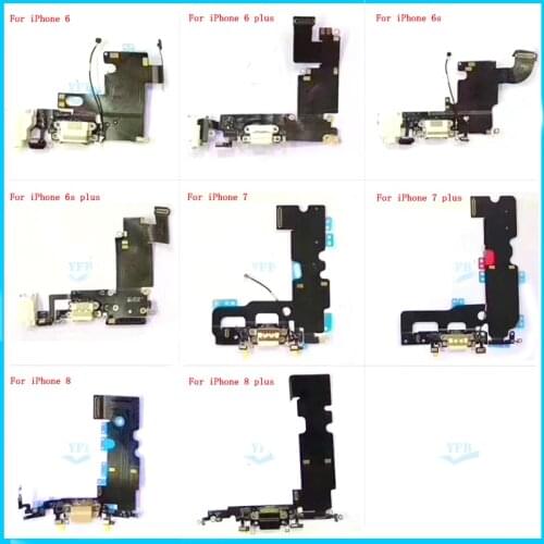 For iPhone 6 6S 7 8 Plus Charger Charging USB Port Dock Connector Flex Cable With Microphone And Headphone Audio Jack