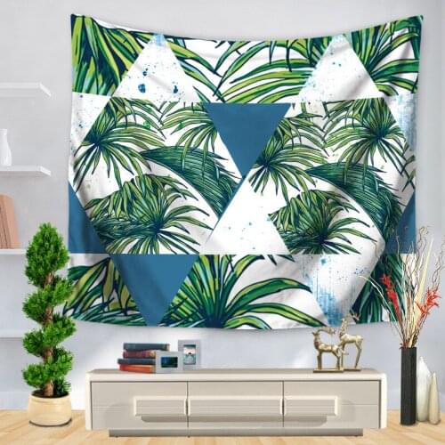 Home Decorative Wall Hanging Carpet Tapestry 130x150cm Rectangle Bedspread Geometric Green Plant Dot Pattern GT1160