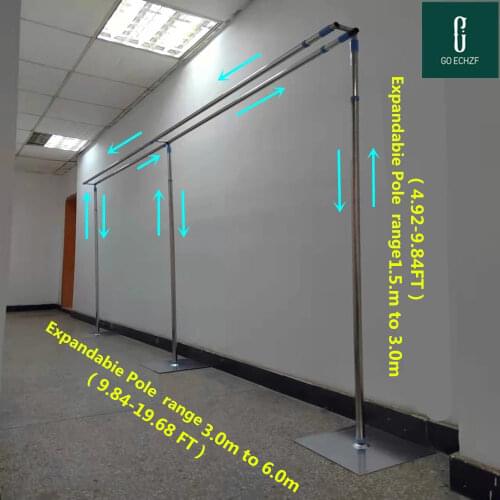 3MX6M Doubled Hanger Wedding Backdrop Stand With Expandable Rods Backdrop Frame Adjustable Stainless Steel Pipe Wedding Props