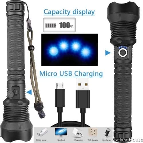 USB Charging Power Display Aluminum Alloy XHP70 XHP50 Telescopic Zoom Outdoor Flashlight Multipurpose Powerful Rechargeable