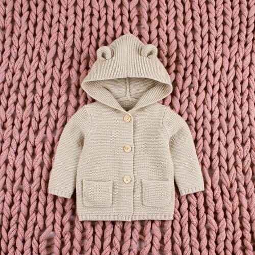 New Autumn Winter Sweaters Baby Boys Girls Cartoon Cardigan Ears Clothing Newborn Knitted Jackets Hooded Long Sleeve Baby Coat