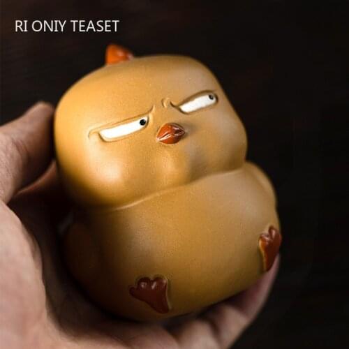 Chinese Yixing Purple Clay Tea Pet Cute Animal Statue Art Tea Figurine Ornaments Handmade Sculpture Tea Set Decoration Gifts