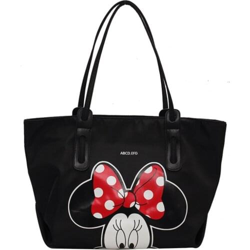 Disney Korean Canvas Childrens' Bag Large Capacity Tote Bag Mickey Mouse Women Fashion Print Shoulder Diagonal Backpack Handbag