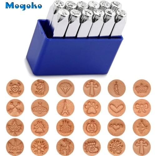 Mogoko 6mm Metal Stamp Punch Tool Aluminium Leather Unique Marking Symbol Punching Stamps Tools Craft for Stamping 12 Patterns