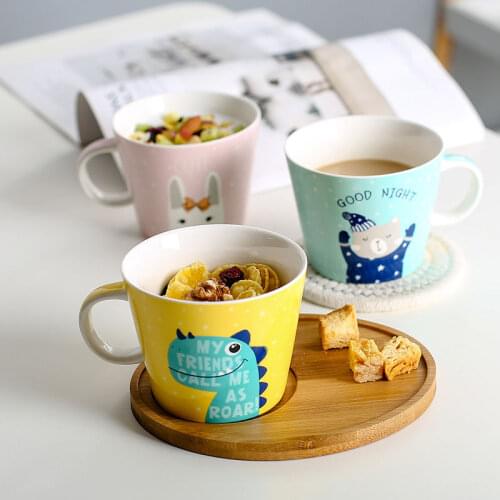 360ml cute cartoon dinosaur cup childrens breakfast cup childrens water cup with ticky oatmeal milk cup home