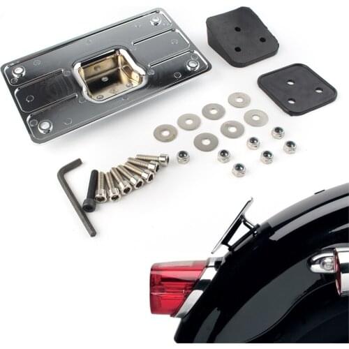 Motorcycle Laydown Tilt License Plate Frame Mount For 1973+ Big Twins, Dynas, Sportsters with similar 3-hole bolt pattern Model