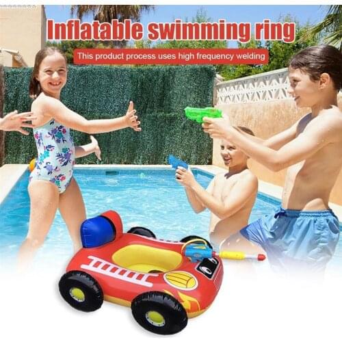 Inflatable Racing Car Swimming Ring with Spray Water Gun Kids Toys Summer Float Toy Outdoor Swimming Pool Toys Pool Accessories