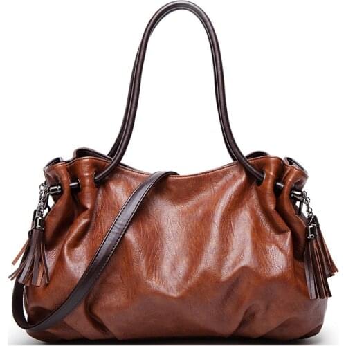 New European-American style fringed pleated casual large capacity fashion handbags for women
