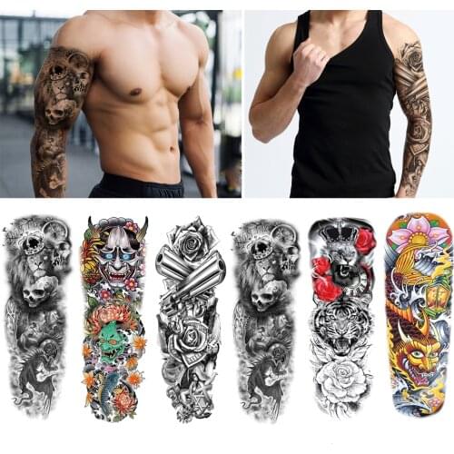 Realistic Tattoo Animal Sticker Bloosom For Men Body Art Arm Fake Sleeve Waterproof Temporary Tattoo DIY Water Transfer Tattoos