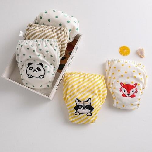 6pcs/lot Pure Cotton Embroidered Potty Training Pants Waterproof Baby Newborn Gauze Leakproof Diaper Reusable Baby Nappy