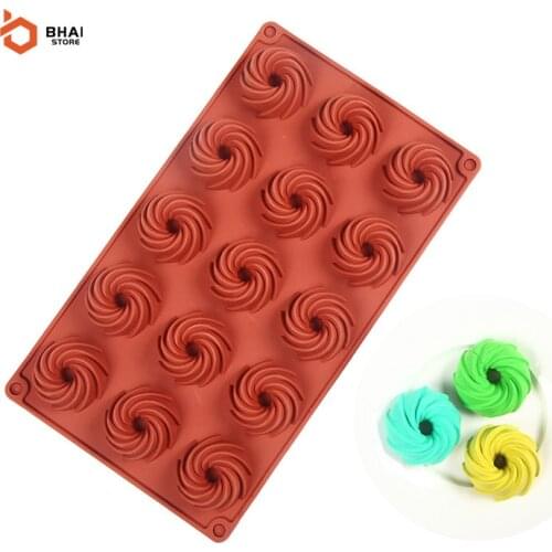 Silicone Mold 15-Cavity Spiral Biscuits Mold For Kitchen Baking Cake Fondant Chocolate Decorating Tools