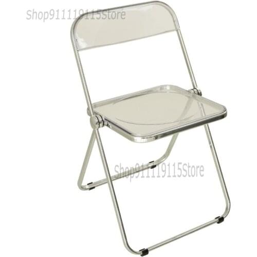 Nordic Folding Chair Transparent Chair Home Back Dining Chair Net Red Acrylic Modern Simple Plastic Balcony Stool