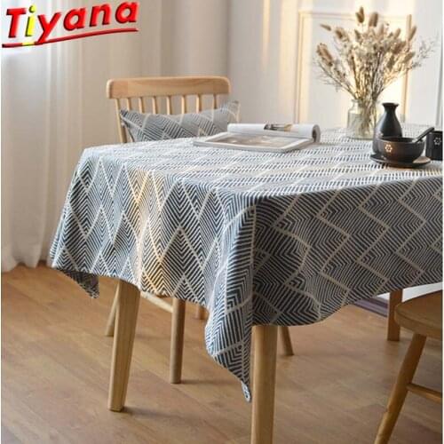 Japanese Style Simply Waterproof Tablecloth Jacquard Printed Coffee Table Living Room Chinese Mats Tablecloth HM110#4