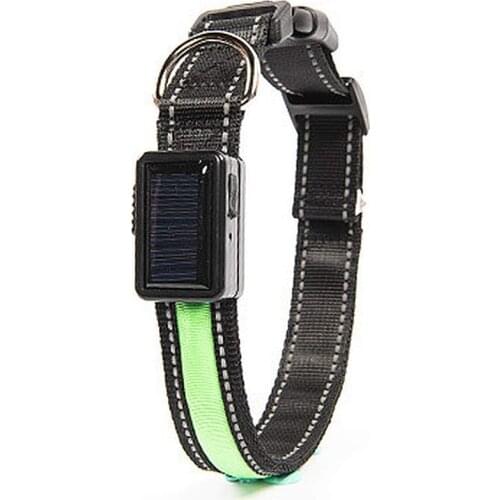 LED Dog Collar Solar Panel and USB Rechargeable Dog Collar for Small Medium Large Dog Teddy Husky Bull Golden Retriever Labrador