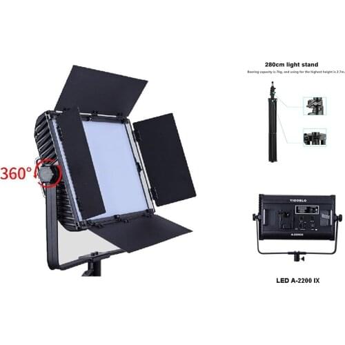 LED Panel Light Photo Studio Yidoblo A-2200IX Lighting Photographic 5500K for Youtube Video Light with Tripod Black