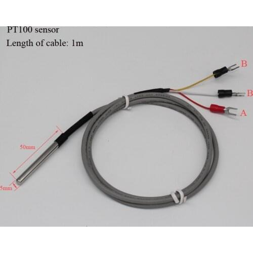 5*50mm PT100 probe thermal resistance with 1m Shielded wire cable -50~100'C temperature sensor PT100 sensor