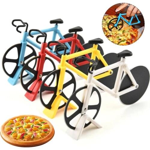 Bicycle Pizza Cutter Wheel Non-stick Dual Cutting Stainless Steel Bike Roller Chopper Slicer For Pizza Knives Kitchen Gadget New
