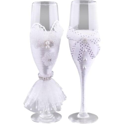 Wedding Dress Wine Glasses-handmade Bride And Groom Champagne Flutes Bride And Groom Champagne Glass