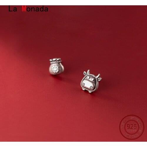 La Monada Small Stud Earrings For Women 925 Sterling Asymmetrical Calf Bag Woman Earring China Silver 925 Earring Jewelry Female