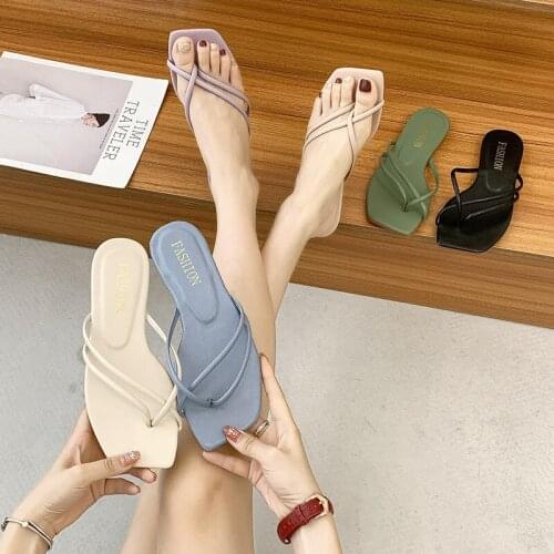 Clip Toe Flip-flops Women 2021 Summer New Slippers for Women Casual Flat Bottom Woman Shoes Big Size Sandals A126