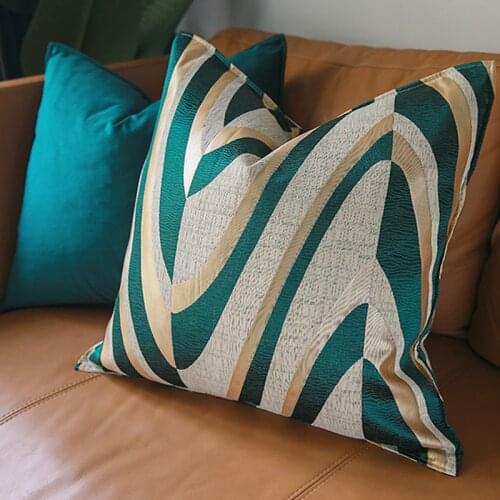 Gold Green Pillow Case Cushion Cover Cojines Decorativos Para Sofa Throw Pillows Top Luxury Cushions Irregular Ripple Coussin