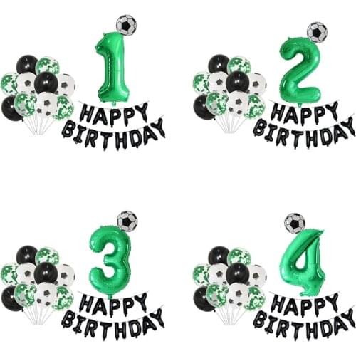 1set Football Latex Confetti Balloons 30inch Foil Number Air Globos Soccer Theme Party Kids Birthday Party Decoration Toys Ball