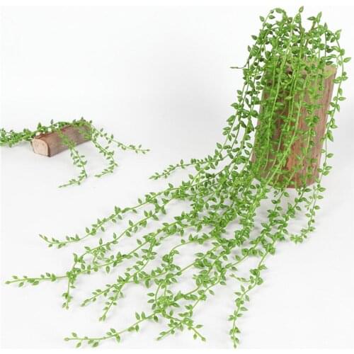 1Pc 82cm Hanging Artificial String of Pearls Vine Wedding Party Home Wall Decor Artificial Plant Vines Simulation Rattan Leaves