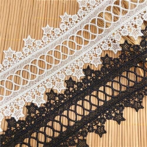 1Yard White Black Star Lace Ribbon Trim Fabric Wedding Party Costume Cloth Decorative Handmade Patchwork DIY Headwear Ornaments